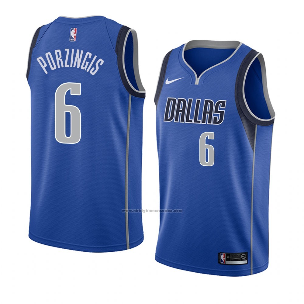 Camiseta Dallas Mavericks Kristaps Porzingis #6 Icon 2018 Azul | www ...