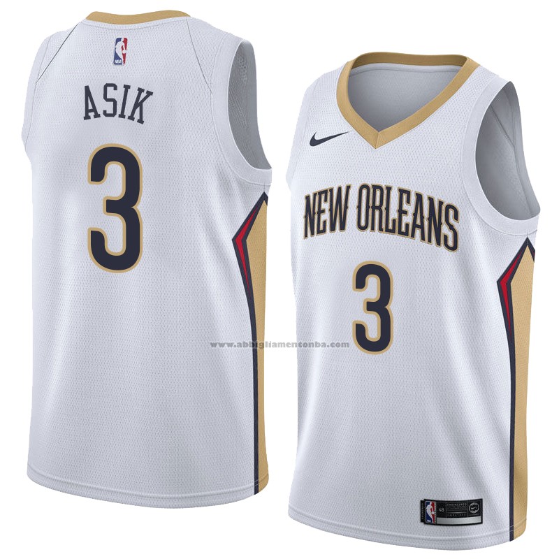 Camiseta New Orleans Pelicans Omer Asik #3 Association 2018 Blanco ...